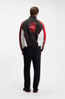 HUGO x RB water-repellent jacket with bull motif, Black / Red
