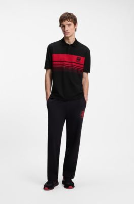 HUGO x RB piqu&eacute; polo shirt with bull motif, Black / Red