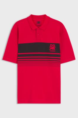 HUGO x RB piqu&eacute; polo shirt with bull motif, Red