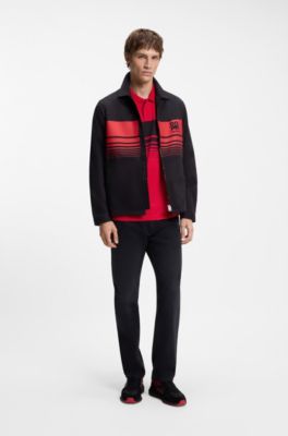 HUGO x RB piqu&eacute; polo shirt with bull motif, Red
