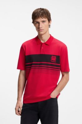 HUGO x RB piqu&eacute; polo shirt with bull motif, Red