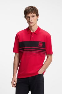 HUGO x RB piqu&eacute; polo shirt with bull motif, Red