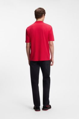 HUGO x RB piqu&eacute; polo shirt with bull motif, Red