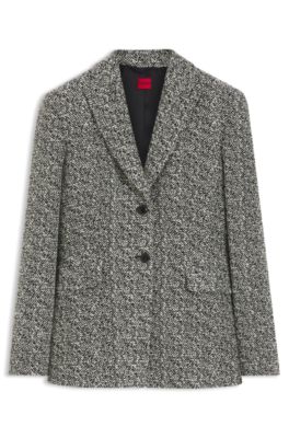 Regular-fit blazer with herringbone pattern, Grey Patterned
