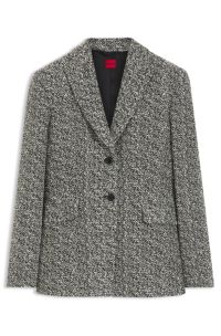 Regular-fit blazer with herringbone pattern, Grey Patterned