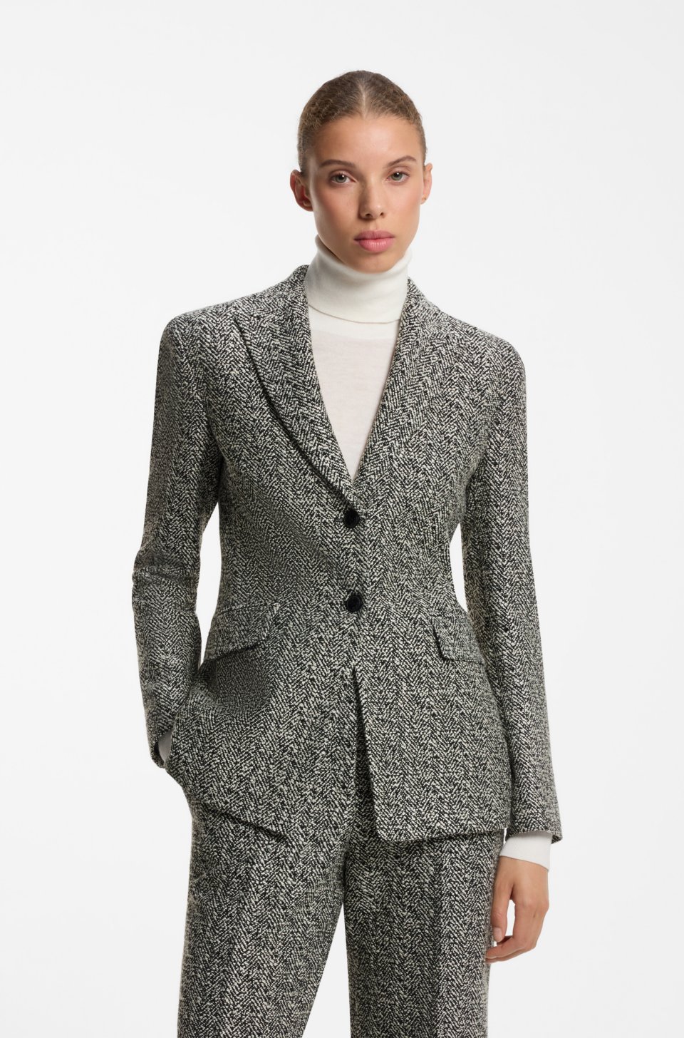 Regular-fit blazer with herringbone pattern