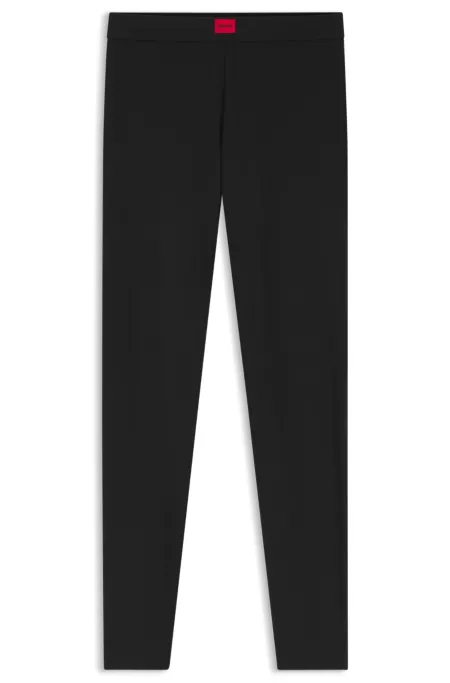 Slim-fit leggings with red woven logo label