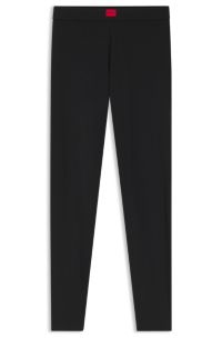 Slim-fit leggings with red woven logo label, Black