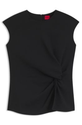 Crepe top with knotted detail, Black
