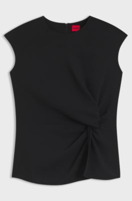 Crepe top with knotted detail, Black