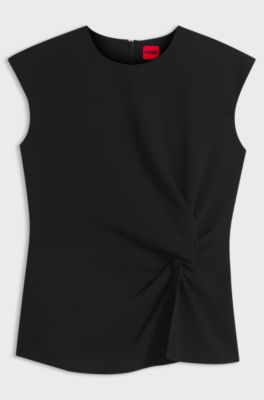 Crepe top with knotted detail, Black