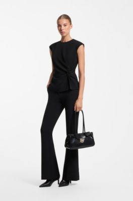 Crepe top with knotted detail, Black