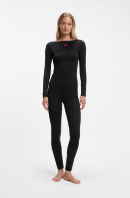 Slim-fit underwear top in stretch fabric, Black