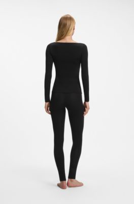 Slim-fit underwear top in stretch fabric, Black