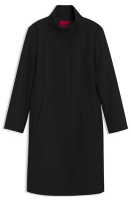 Regular-fit coat in a wool blend, Black