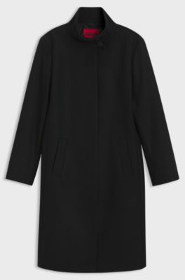 Regular-fit coat in a wool blend, Black