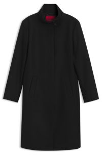 Abrigo regular fit en mezcla de lana, Negro