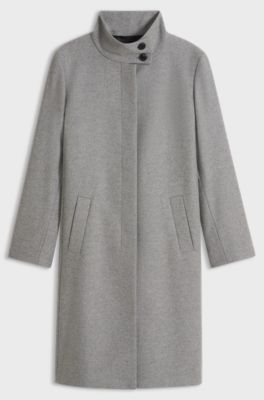 Regular-fit coat in a wool blend, Grey