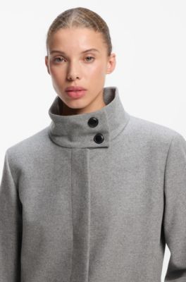 Regular-fit coat in a wool blend, Grey