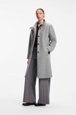 Regular-fit coat in a wool blend, Grey