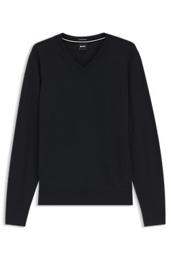 V-neck sweater in extra-fine merino wool
