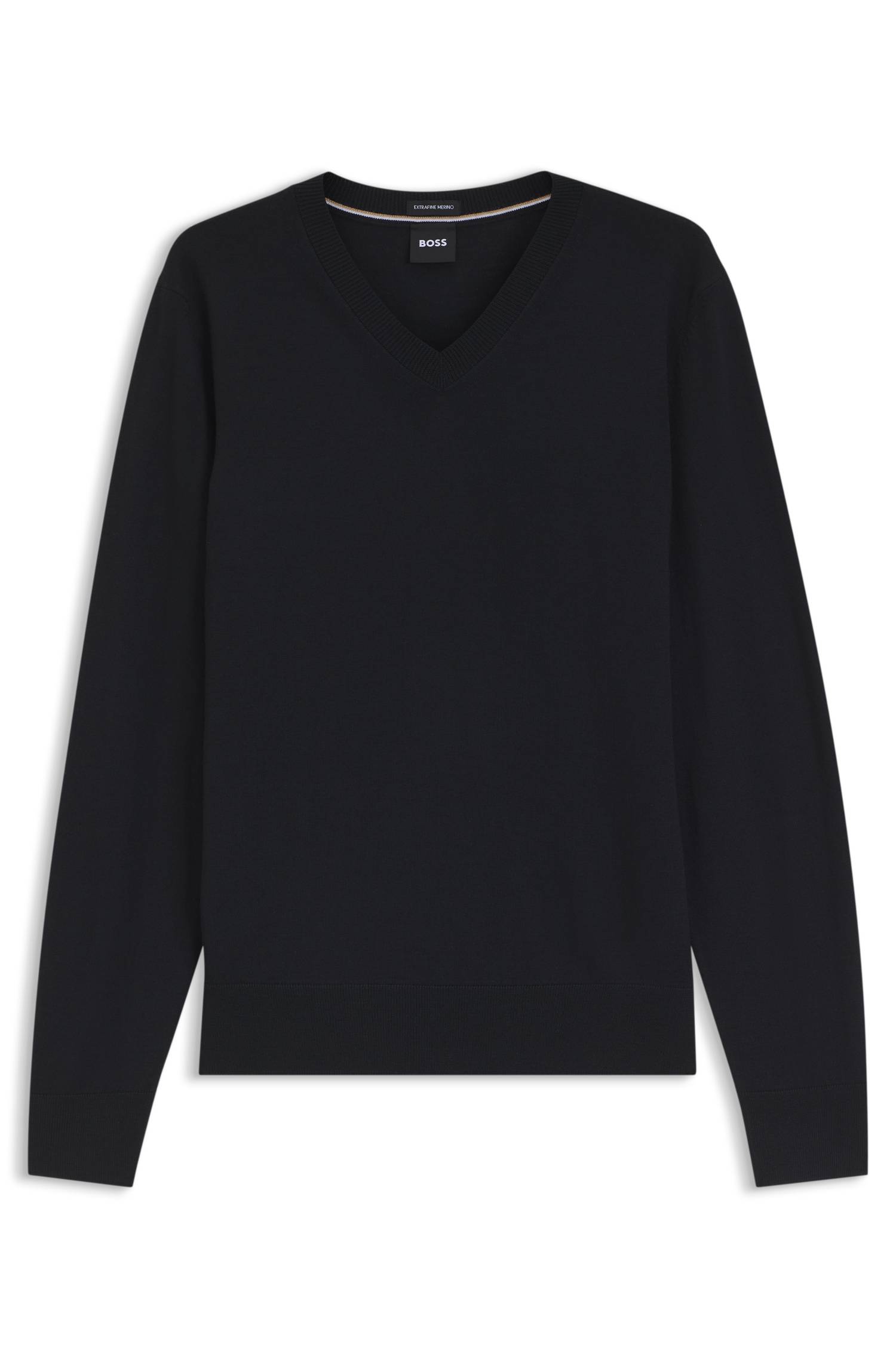 Boss V-neck sweater in extra-fine merino wool stickade tröjor herr – bild 4