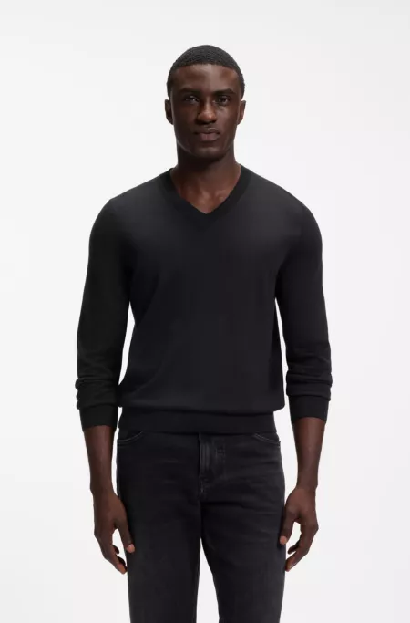 V-neck sweater in extra-fine merino wool