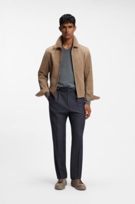 V-neck sweater in extra-fine merino wool, Grey