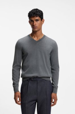 V-neck sweater in extra-fine merino wool