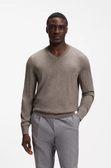 Pull à col V en laine mérinos extra fine