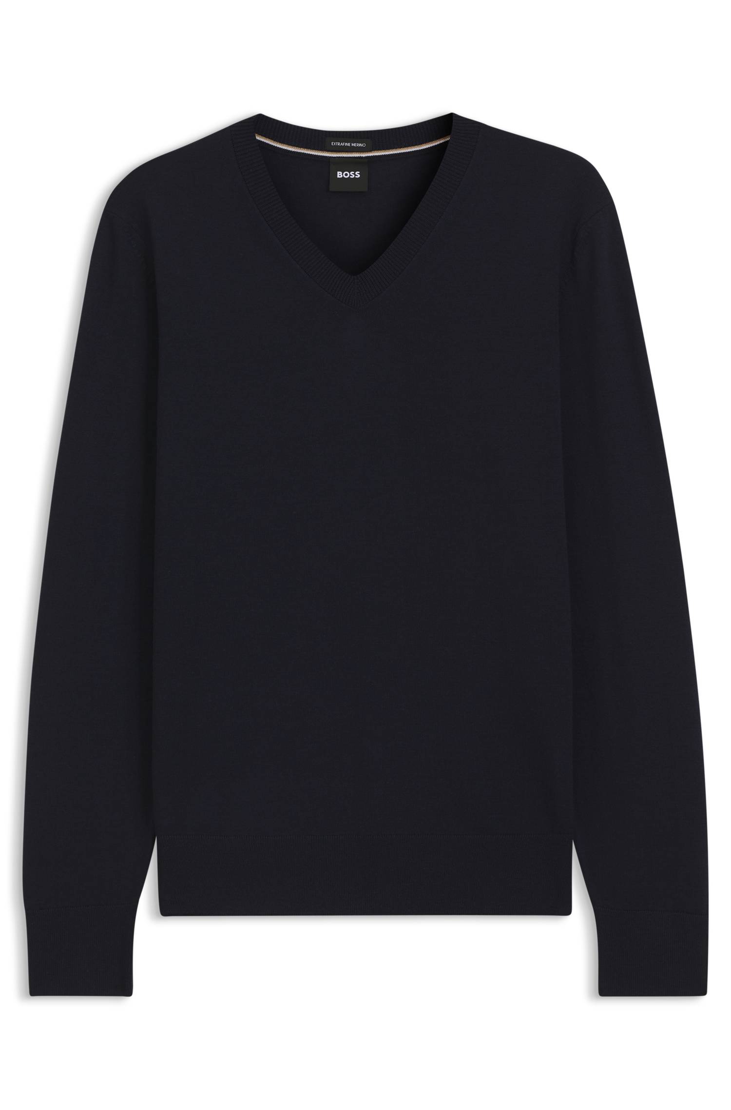 Boss V-neck sweater in extra-fine merino wool stickade tröjor herr – bild 4