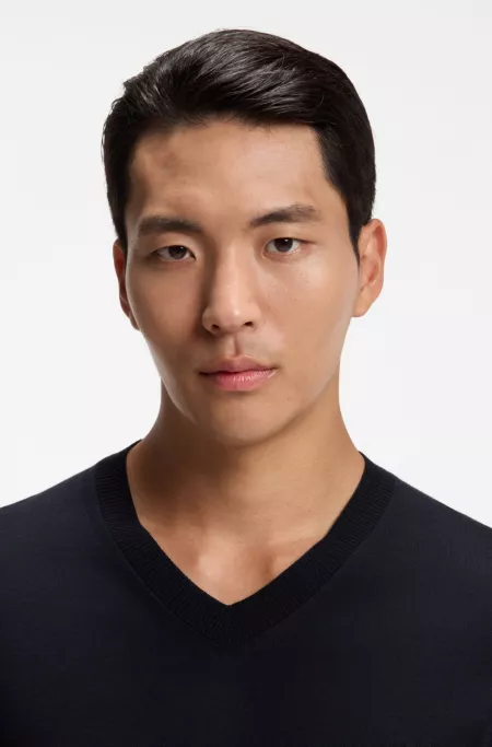 V-neck sweater in extra-fine merino wool