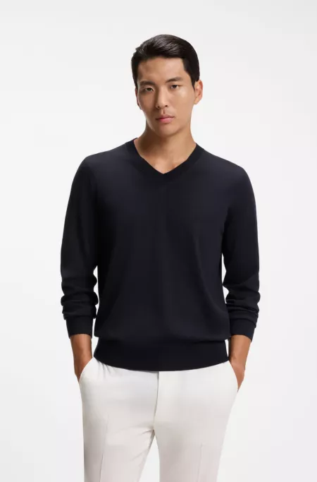 V-neck sweater in extra-fine merino wool