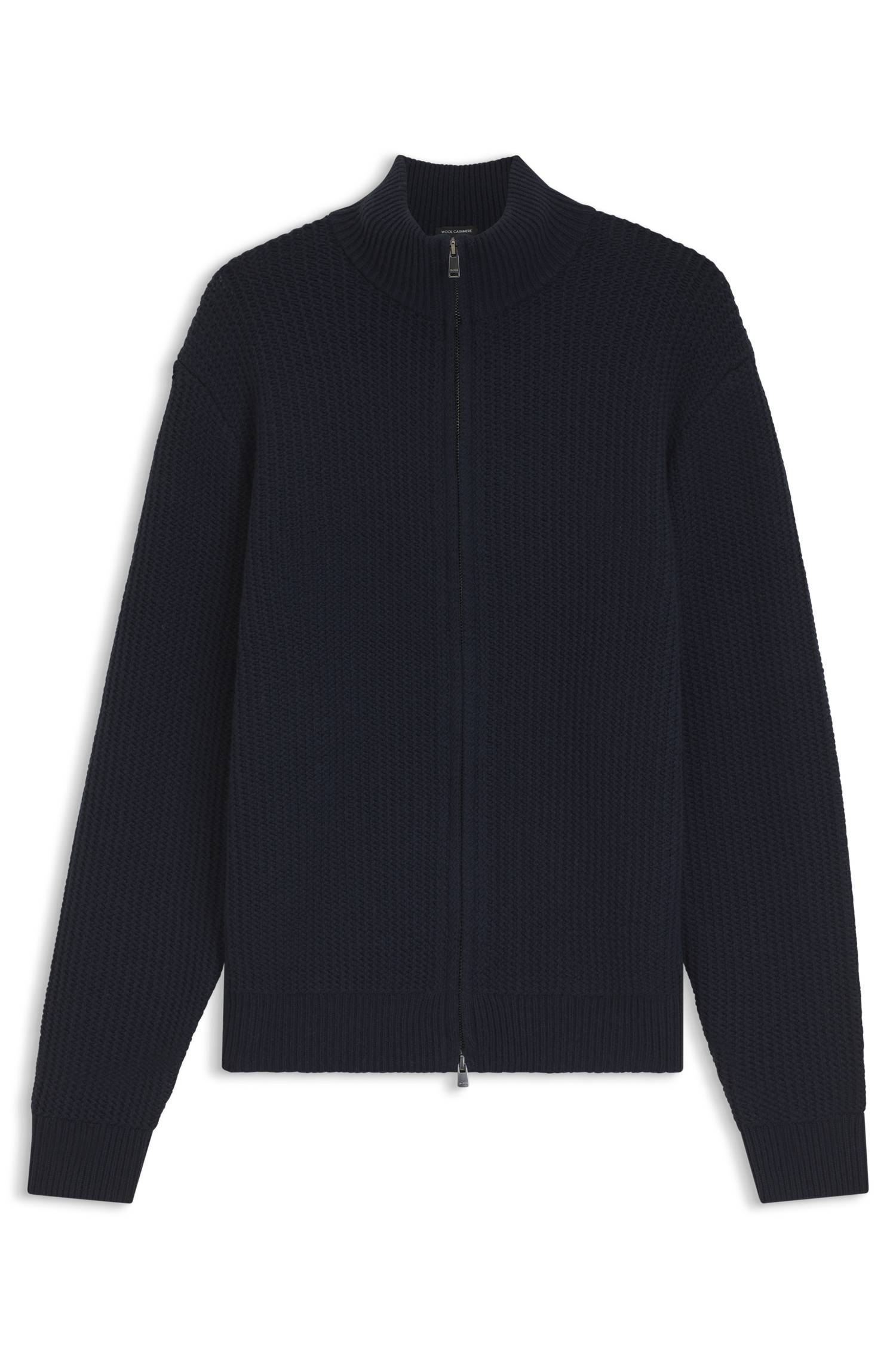 Boss Zip-up cardigan in structured virgin wool and cashmere herr – bild 4