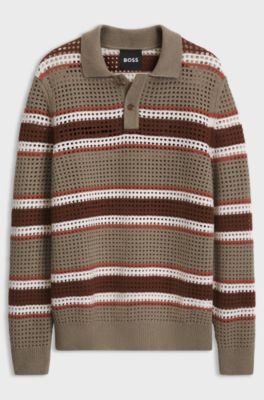 Relaxed-fit rugby sweater in a wool blend, Brown