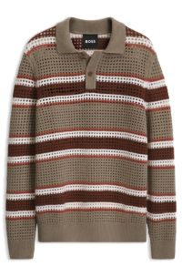 Relaxed-Fit Rugby-Pullover aus Woll-Mix, Braun