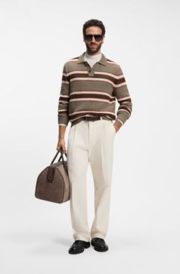 Relaxed-fit rugby sweater in a wool blend, Brown