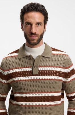 Relaxed-fit rugby sweater in a wool blend, Brown