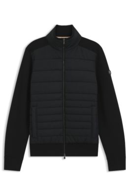 Zip-up jacket with padded front, Black