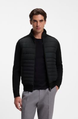 Jacke mit Rei&szlig;verschluss und wattierter Vorderseite, Schwarz