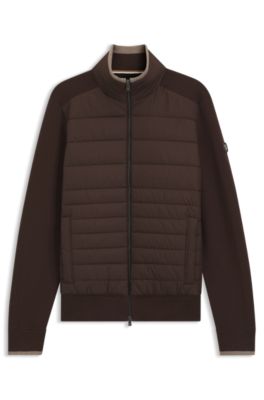 Zip-up jacket with padded front, Dark Brown