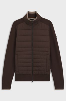 Zip-up jacket with padded front, Dark Brown