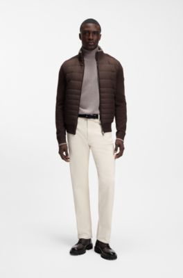 Zip-up jacket with padded front, Dark Brown