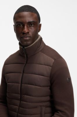 Zip-up jacket with padded front, Dark Brown