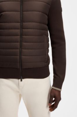 Zip-up jacket with padded front, Dark Brown