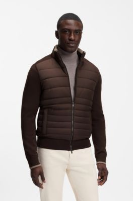 Zip-up jacket with padded front, Dark Brown