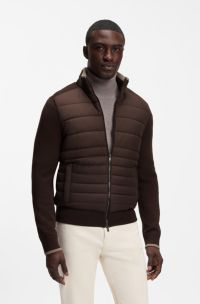 Zip-up jacket with padded front, Dark Brown