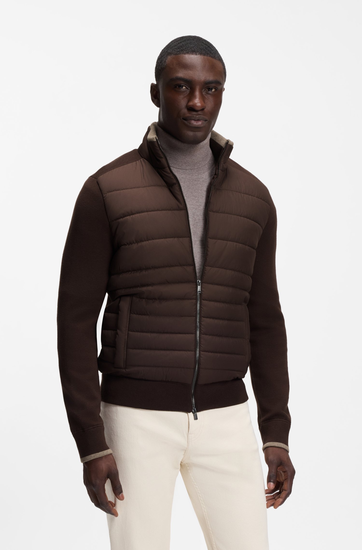 Boss Zip-up jacket with padded front jackor herr