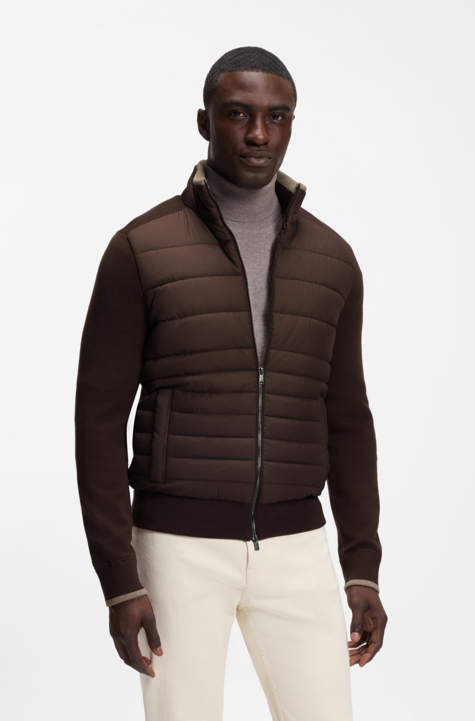 Zip-up jacket with padded front