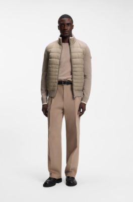 Zip-up jacket with padded front, Light Brown
